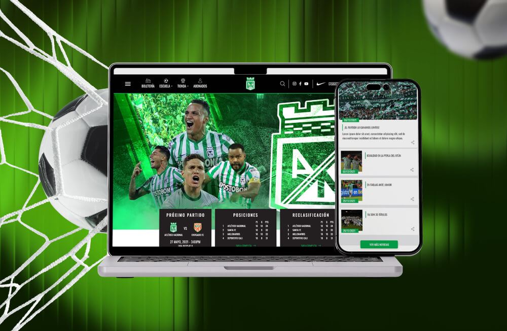 Sitio web de Atlético Nacional diseñado por Gulupa Digital