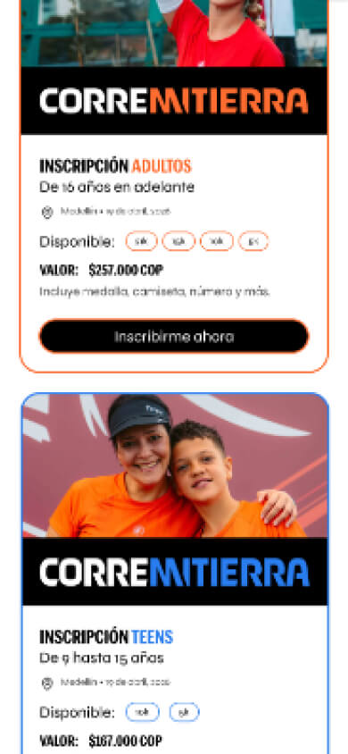 Corre Mi Tierra · Home · móvil