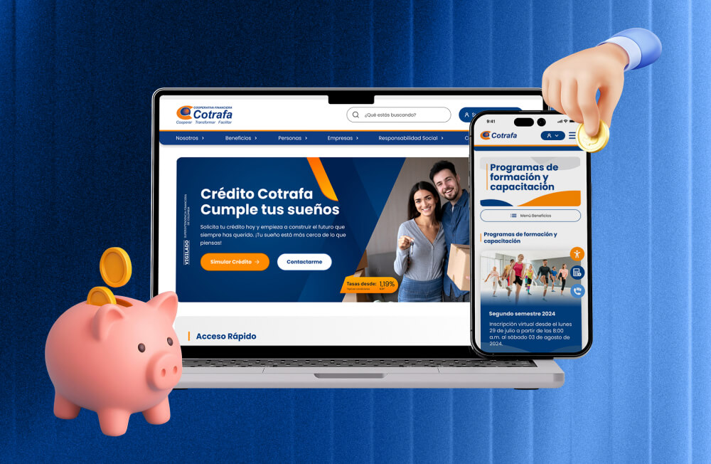 Sitio web de Cotrafa diseñado por Gulupa Digital
