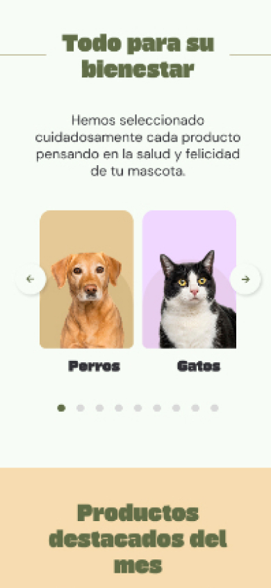 Romi Pets · Categorías · móvil