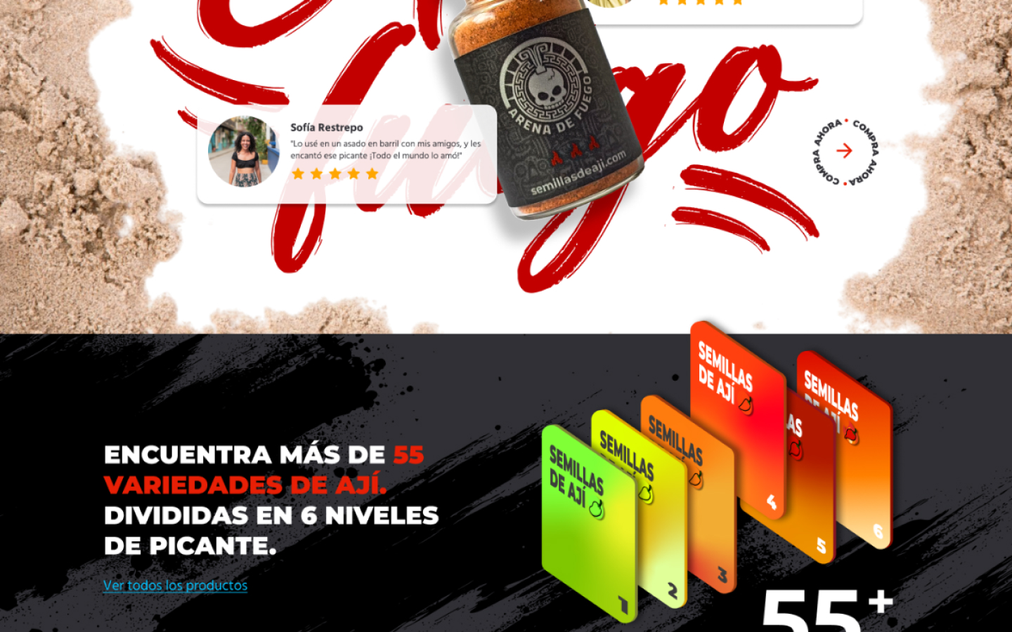 Semillas de Ají · Detalle de componente · Niveles de picante