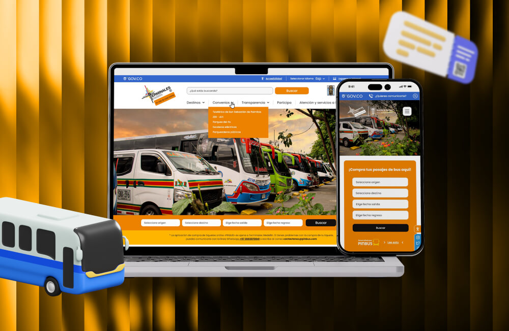 Sitio web de Terminales Medellín diseñado por Gulupa Digital