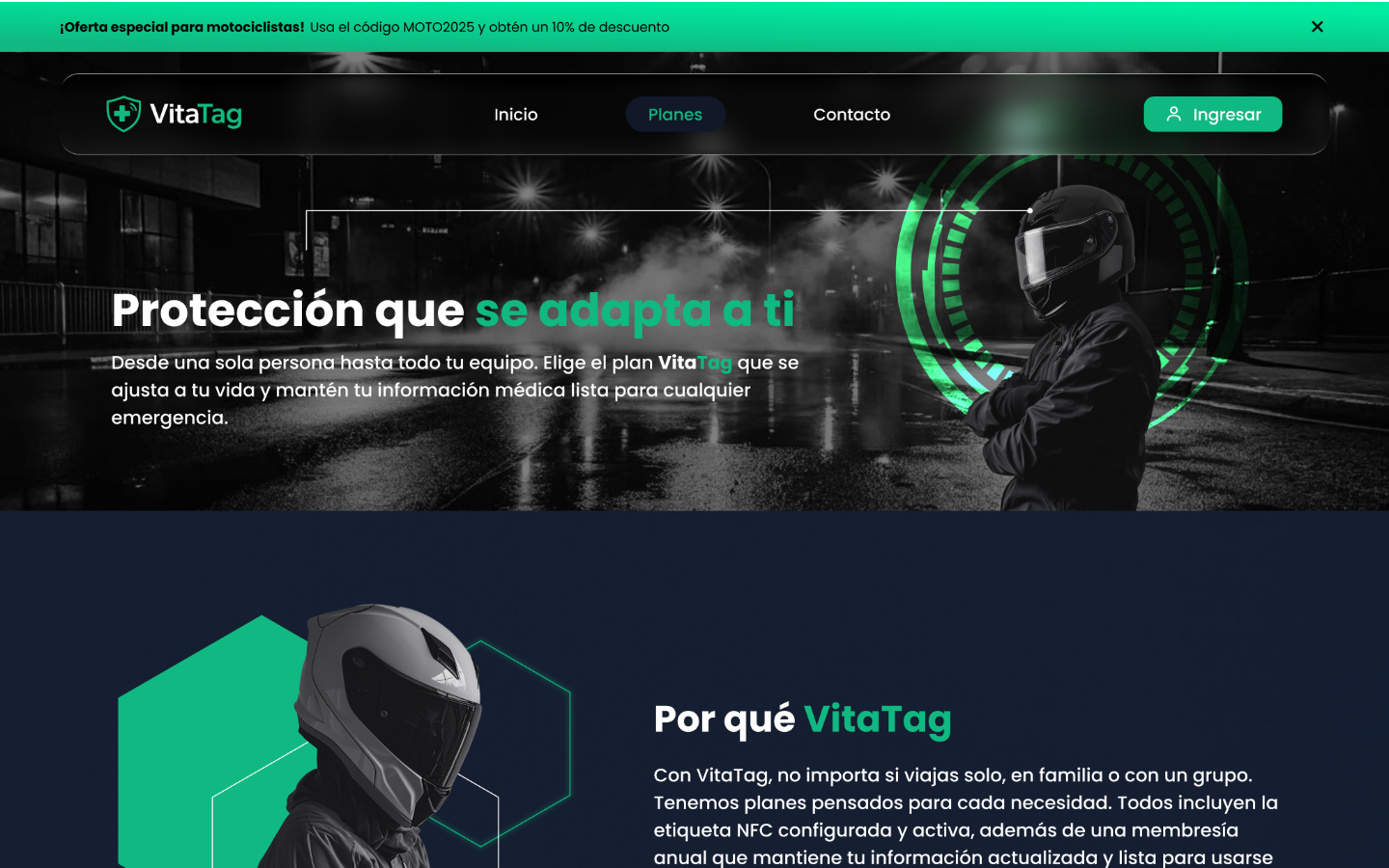 Vitatag · Página interna · Planes