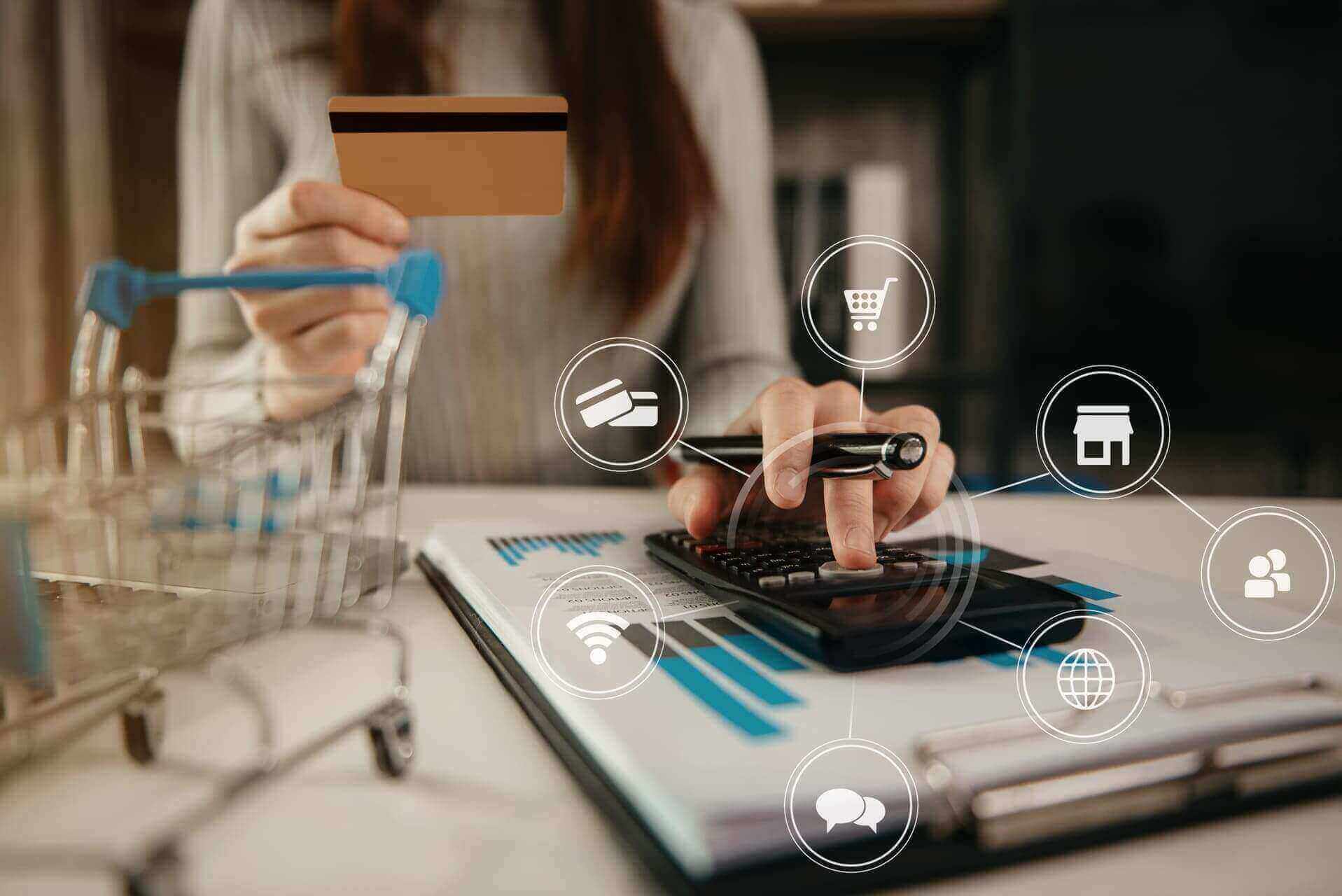 Photo of a woman doing her math to buy something in an e-commerce store