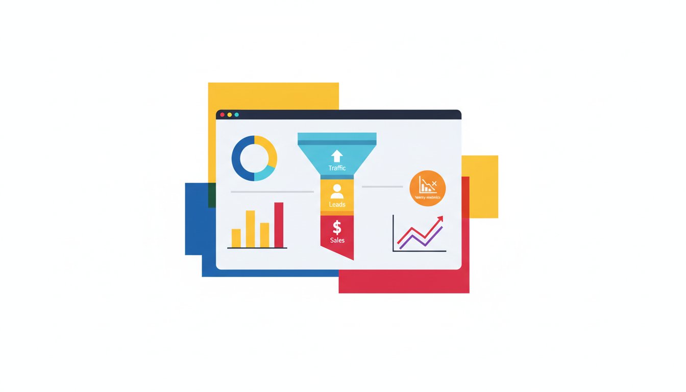 Dashboard con embudo de conversión para benchmarks de marketing digital en Colombia