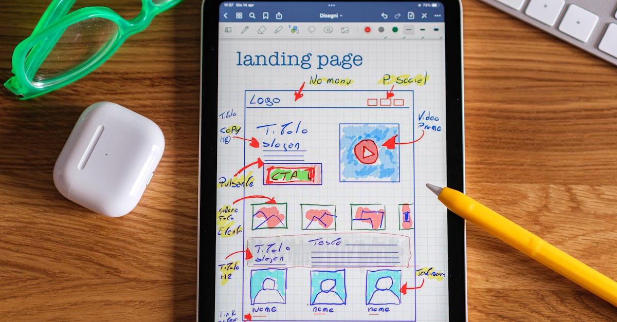 Pantalla con wireframe y estructura de diseño web orientado a conversión